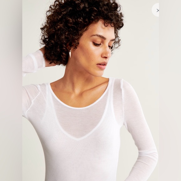 NWT Abercrombie & Fitch | Long-Sleeve Sheer Rib Crew Top | Size: Medium | Gray - Picture 6 of 11